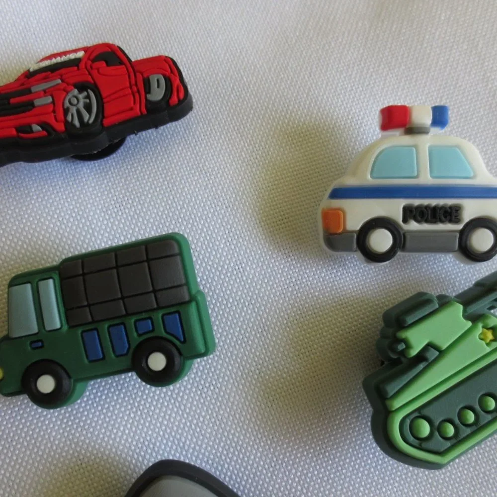 4/$14 11 CROC charms DINOSAUR cars SPACE SHIP shark